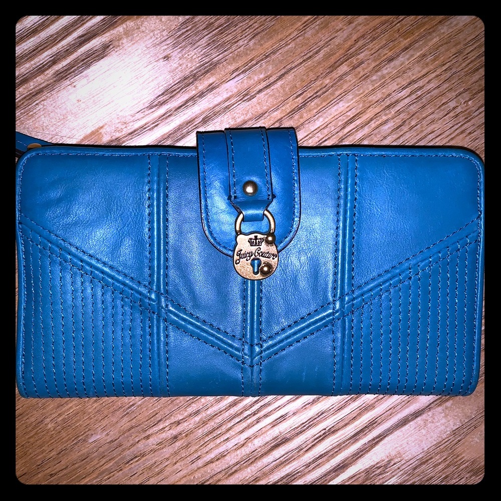 Juicy Couture Teal Leather Wallet With Gold Lock
